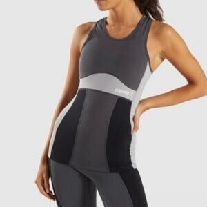 Gymshark Gray and Black Colorblock  “illusion vest” Active Tank Small